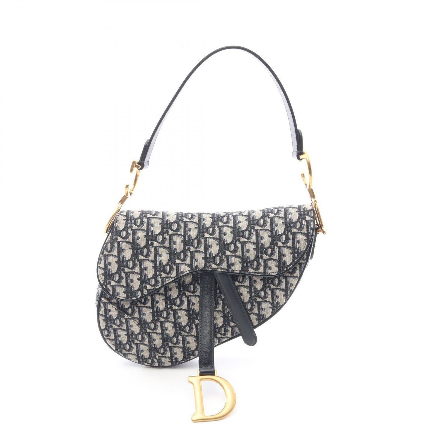 Dior Dio Handbag Saddle Oblique Navy Canvas Leather Saddlebag