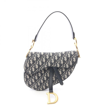 Dior Dio Handbag Saddle Oblique Navy Canvas Leather Saddlebag