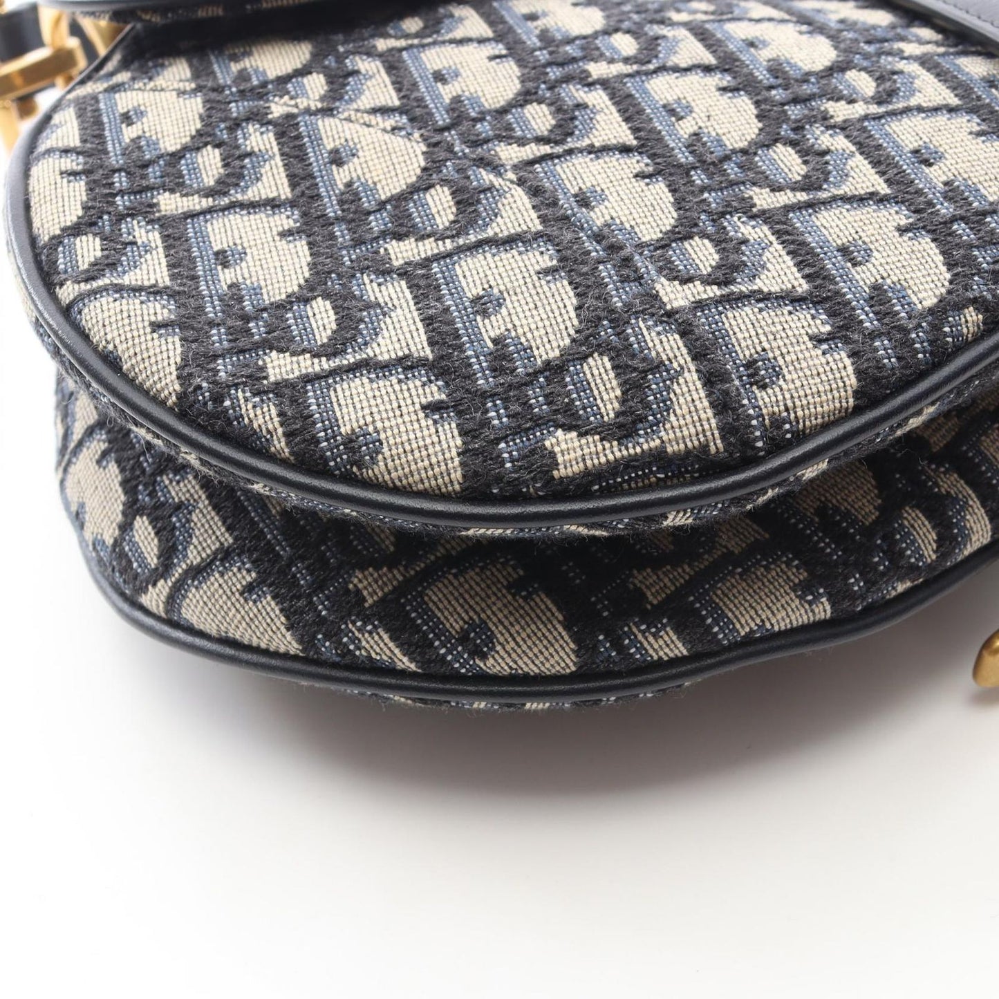 Dior Dio Handbag Saddle Oblique Navy Canvas Leather Saddlebag — view 5