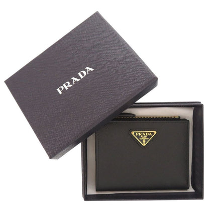 Prada Saffiano Triangle Leather Black Bifold Wallet — view 2
