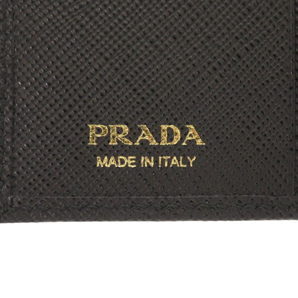 Prada Saffiano Triangle Leather Black Bifold Wallet — view 9