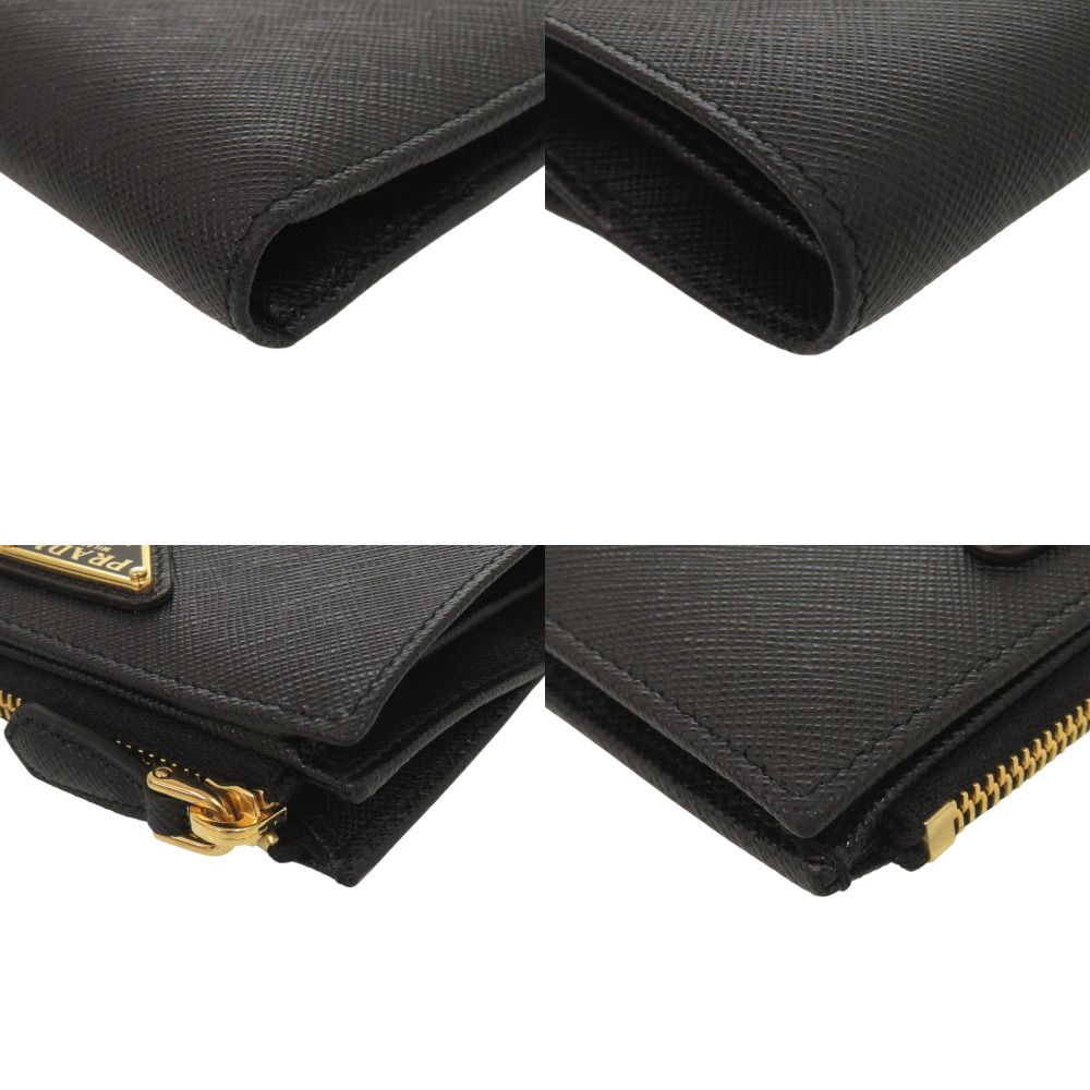 Prada Saffiano Triangle Leather Black Bifold Wallet — view 4
