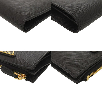 Prada Saffiano Triangle Leather Black Bifold Wallet — view 4