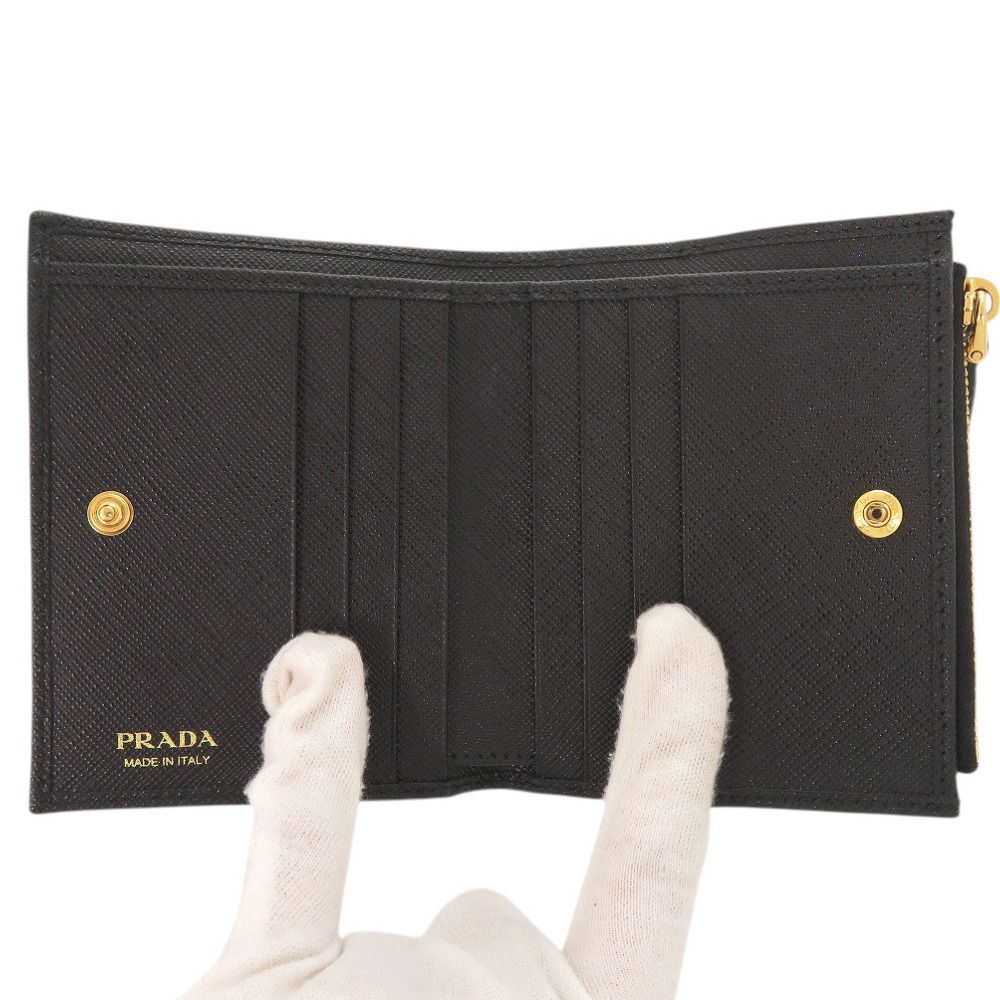 Prada Saffiano Triangle Leather Black Bifold Wallet — view 5