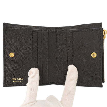 Prada Saffiano Triangle Leather Black Bifold Wallet — view 5