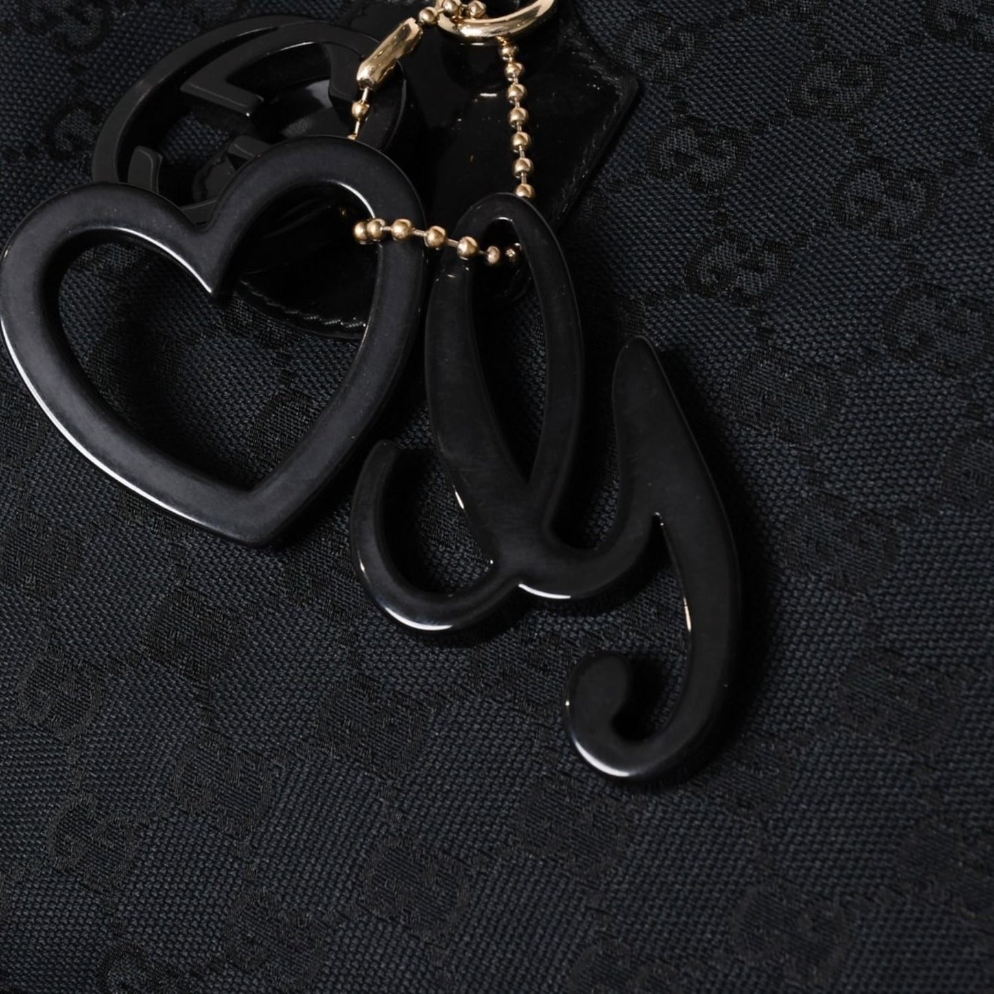 Gucci GG Canvas Jolly Tote Black Patent Handbag Gold — view 7