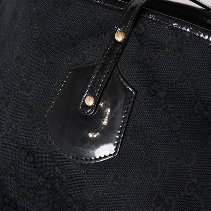 Gucci GG Canvas Jolly Tote Black Patent Handbag Gold — view 8