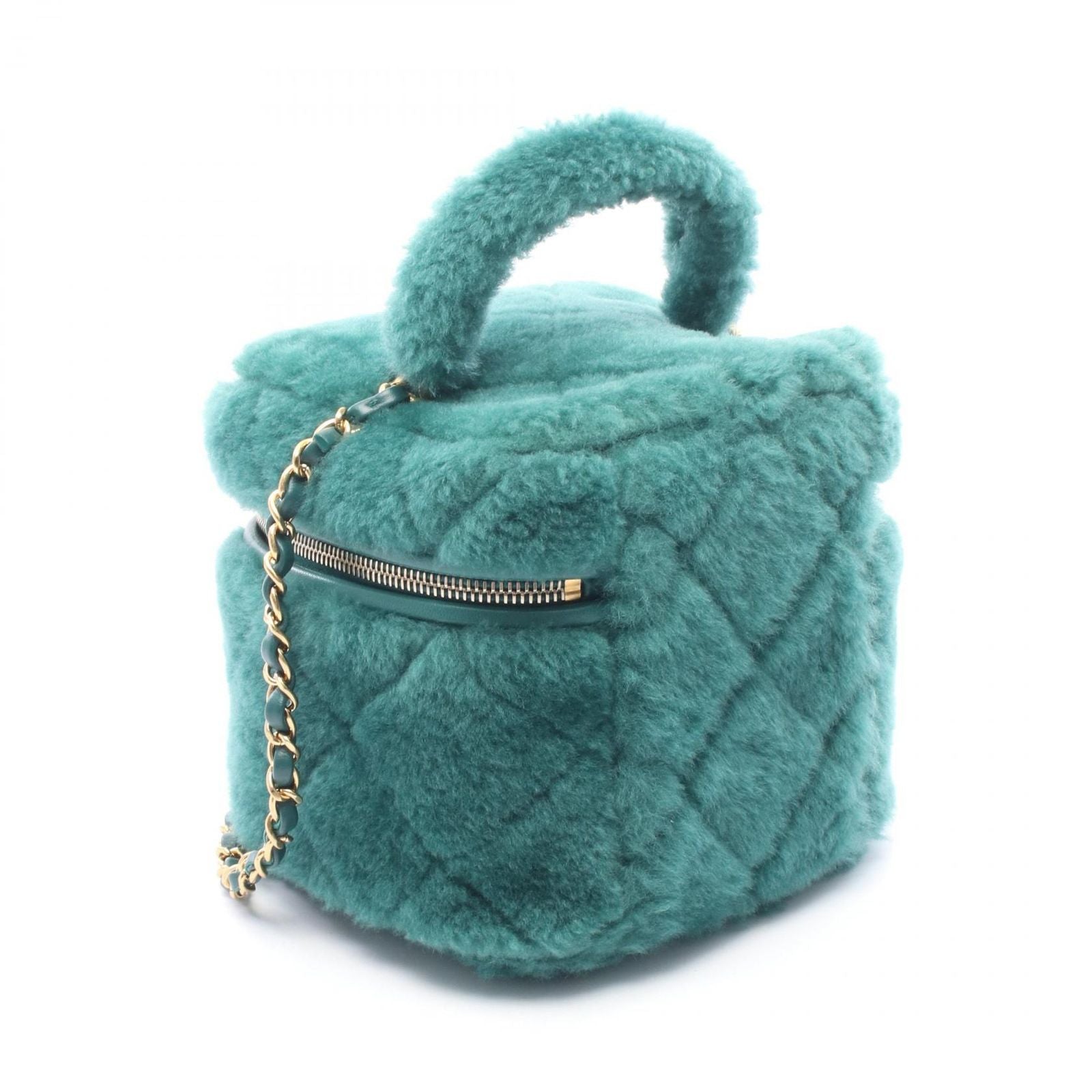 Chanel Shoulder Bag Quilted Vanity 2-Way Green Leather Chain — view 2