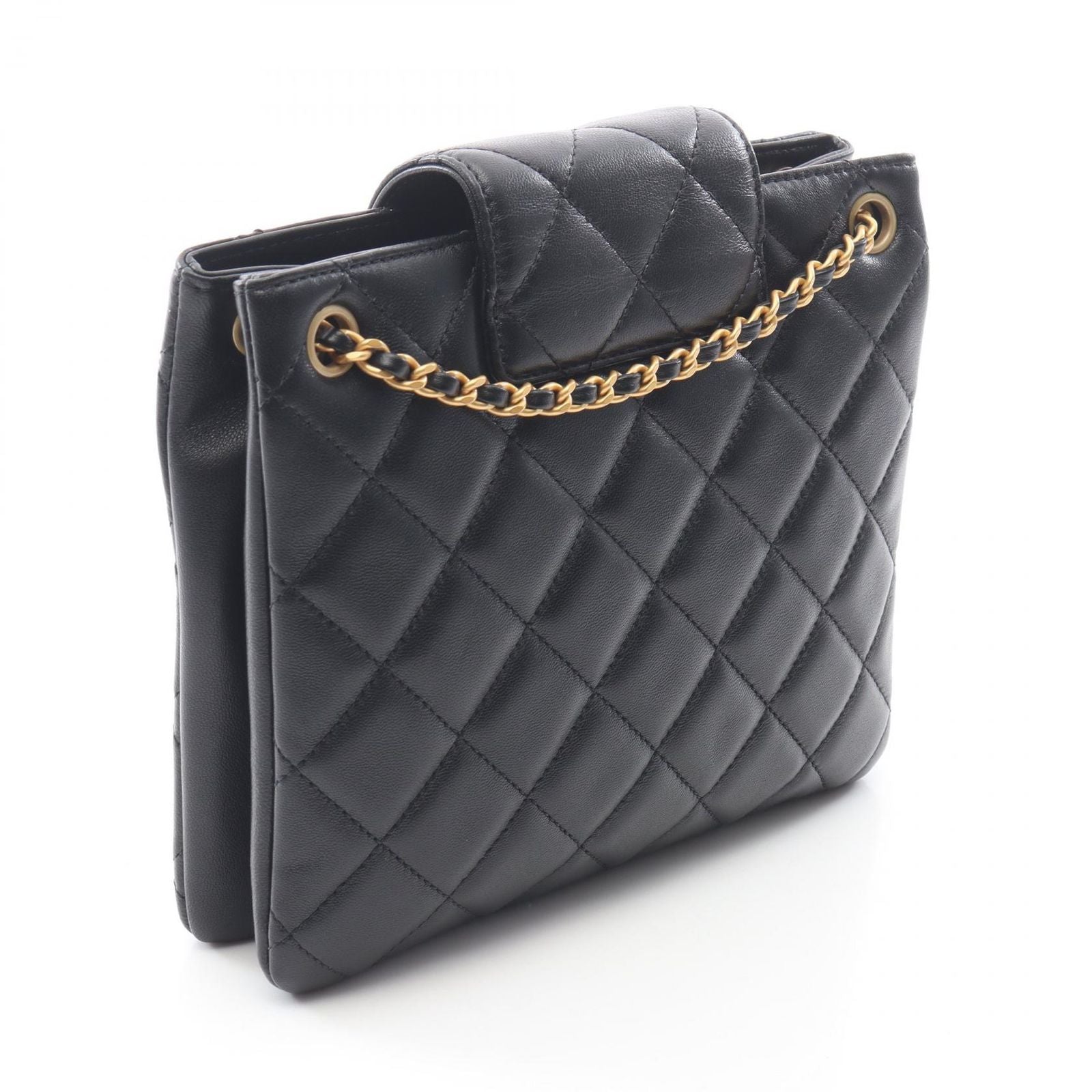Chanel Shoulder Bag Quilted Black Lambskin Chain — view 2