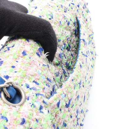 Chanel Shoulder Bag Quilted Double Flap Blue Yellow Green Leather Chain — view 6
