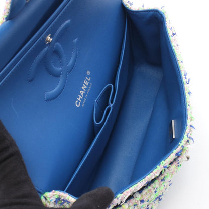 Chanel Shoulder Bag Quilted Double Flap Blue Yellow Green Leather Chain — view 3