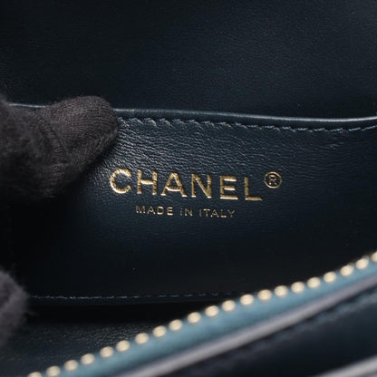 Chanel Shoulder Bag Chezblanc Stitch Medal Navy Leather Flap — view 4