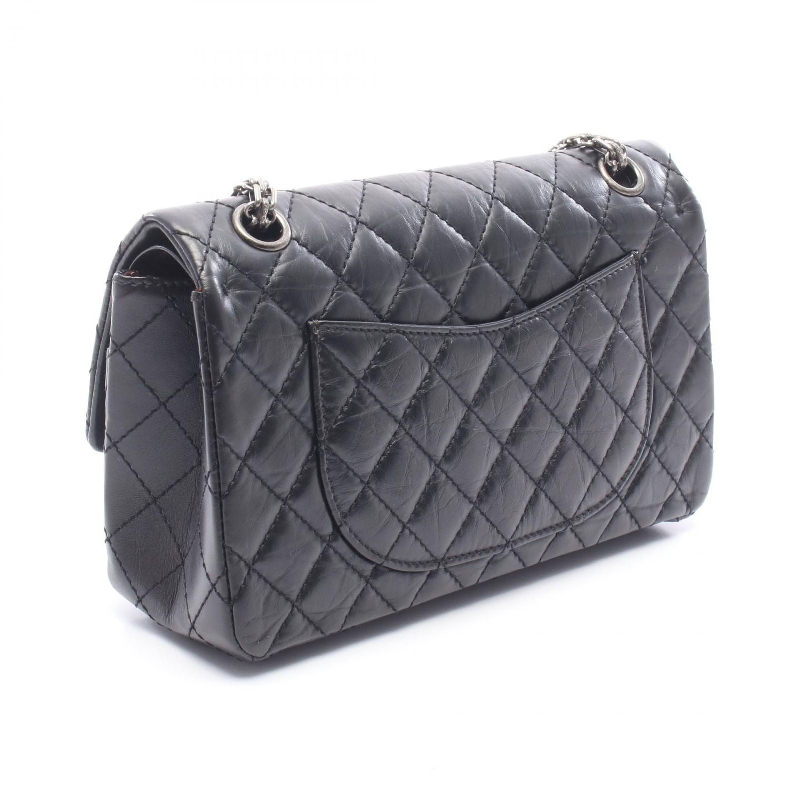 Chanel Shoulder Bag 2.55 Quilted Mademoiselle Chain Black Leather Double Flap — view 2