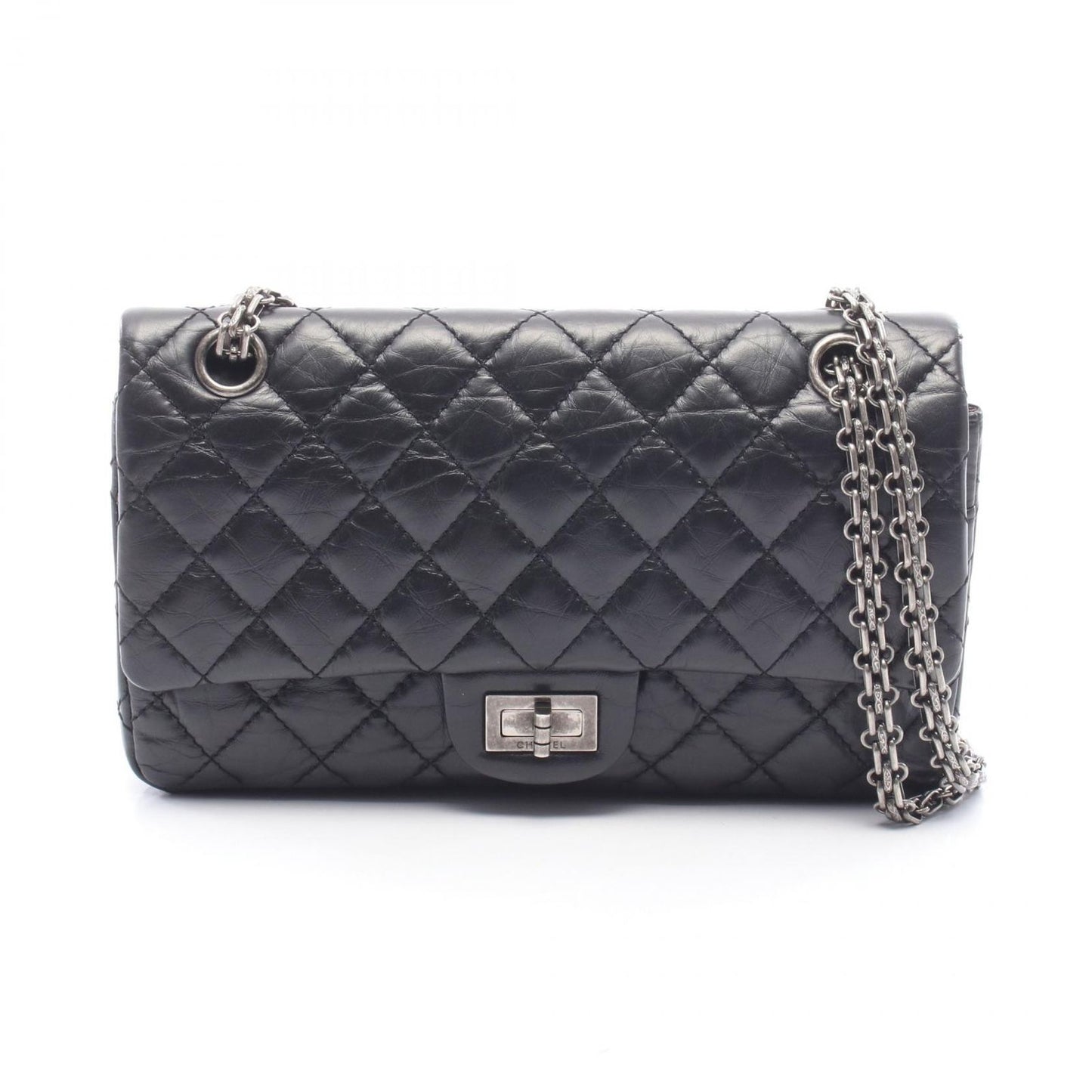Chanel Shoulder Bag 2.55 Quilted Mademoiselle Chain Black Leather Double Flap