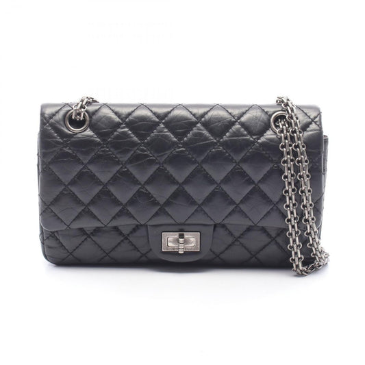 Chanel Shoulder Bag 2.55 Quilted Mademoiselle Chain Black Leather Double Flap