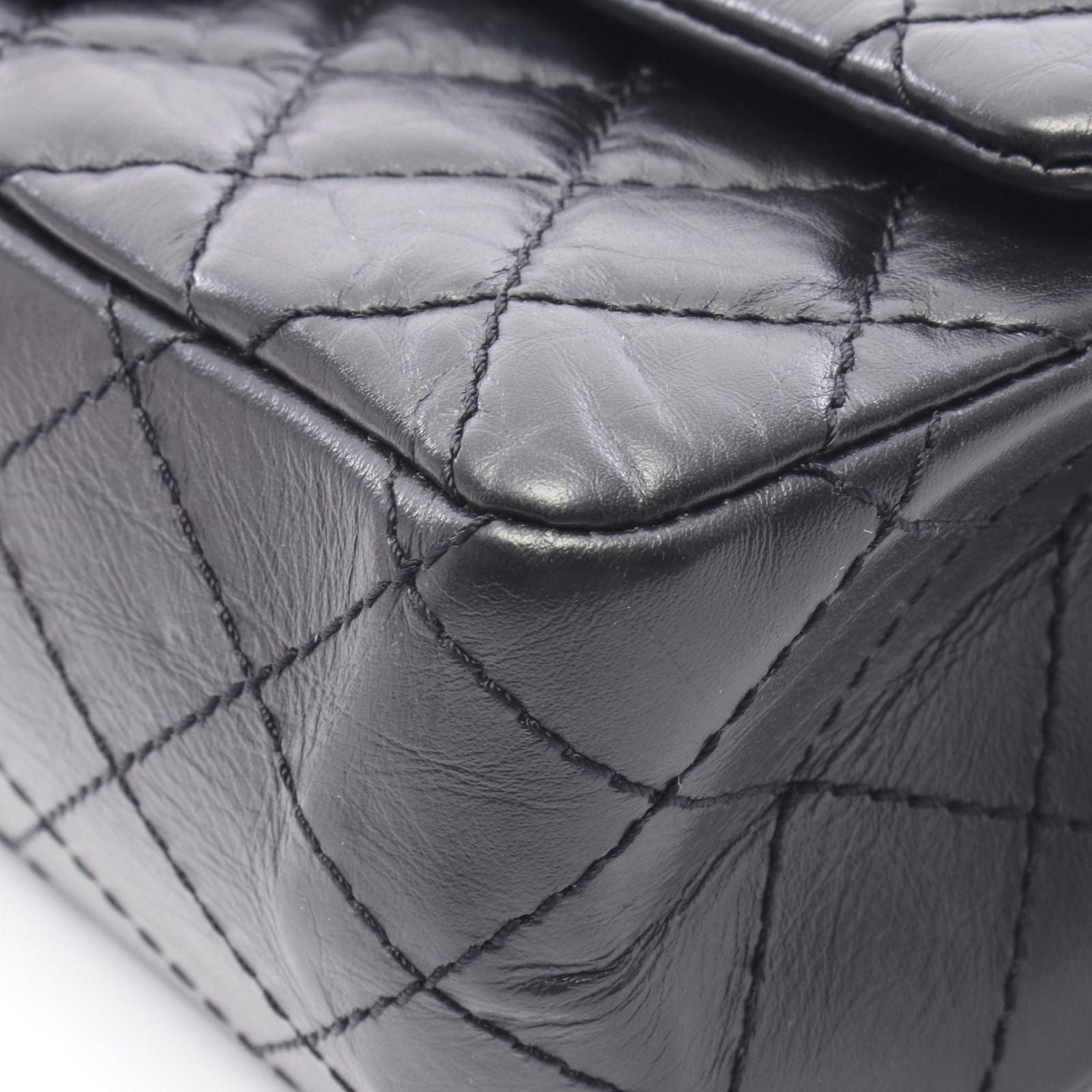 Chanel Shoulder Bag 2.55 Quilted Mademoiselle Chain Black Leather Double Flap — view 8