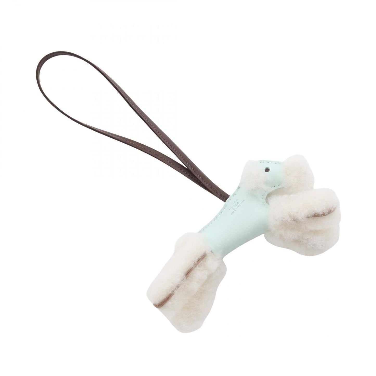Hermes Charm Buddycharm Vert Pepa Mint Shaw Shearling Leather Buddy Keychain — view 2