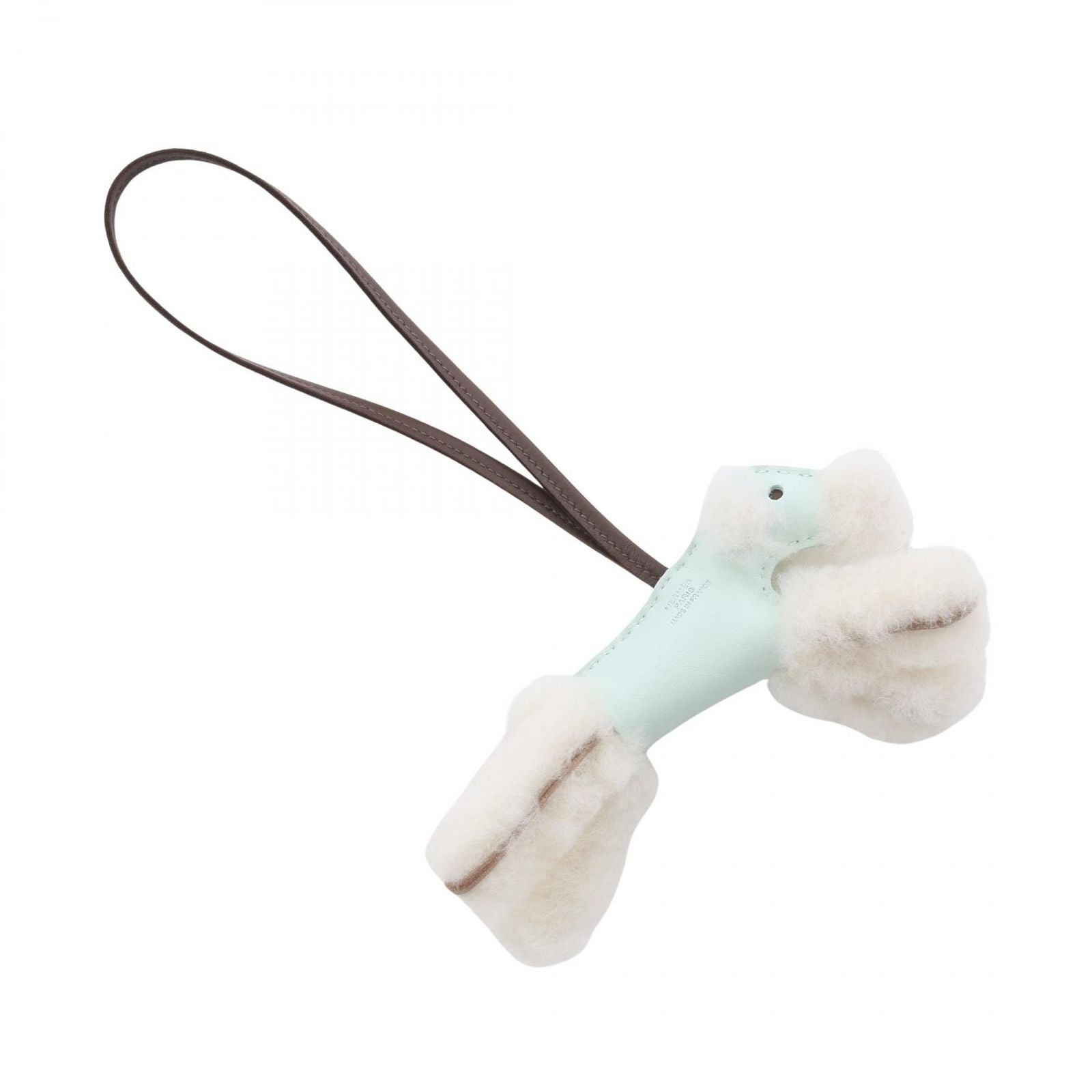 Hermes Charm Buddycharm Vert Pepa Mint Shaw Shearling Leather Buddy Keychain — view 2