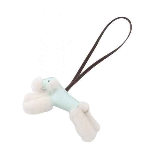 Hermes Charm Buddycharm Vert Pepa Mint Shaw Shearling Leather Buddy Keychain