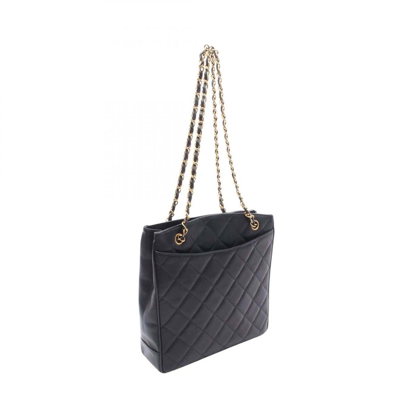 Chanel Tote Quilted Black Caviar Leather Chain — view 2