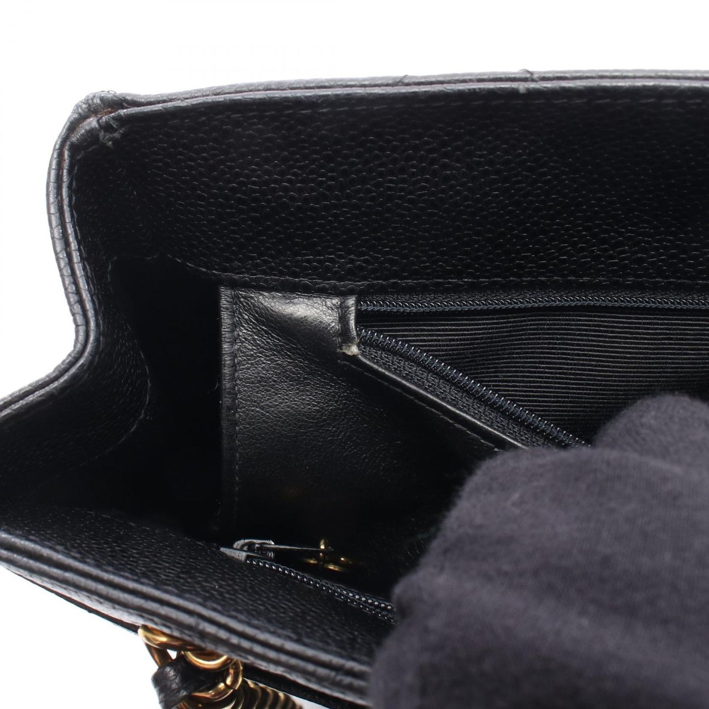 Chanel Tote Quilted Black Caviar Leather Chain — view 7