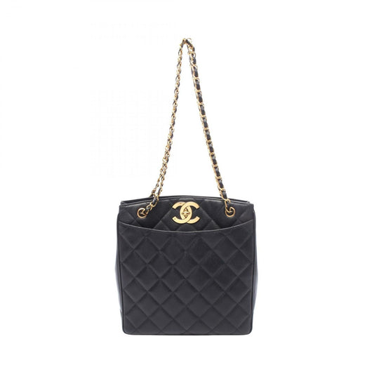 Chanel Tote Quilted Black Caviar Leather Chain