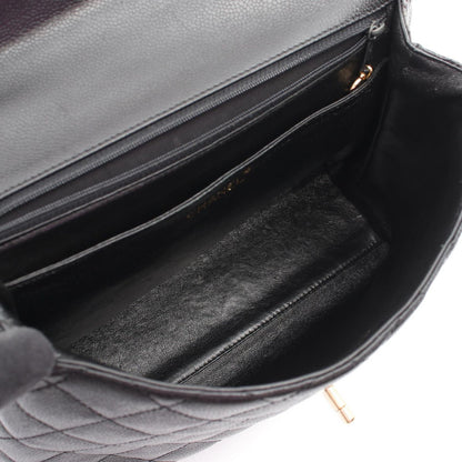 Chanel Handbag Quilted Top Handle Bag Black Caviar Leather — view 3