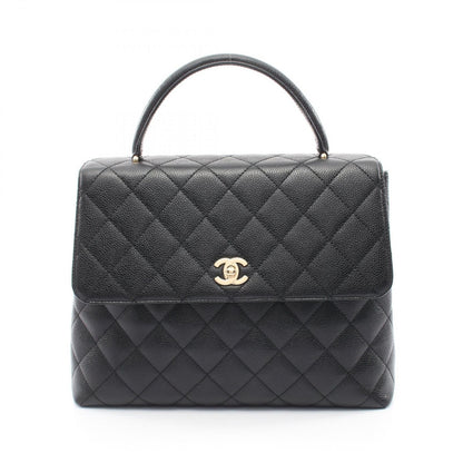 Chanel Handbag Quilted Top Handle Bag Black Caviar Leather