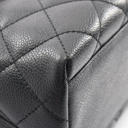 Chanel Handbag Quilted Top Handle Bag Black Caviar Leather — view 7