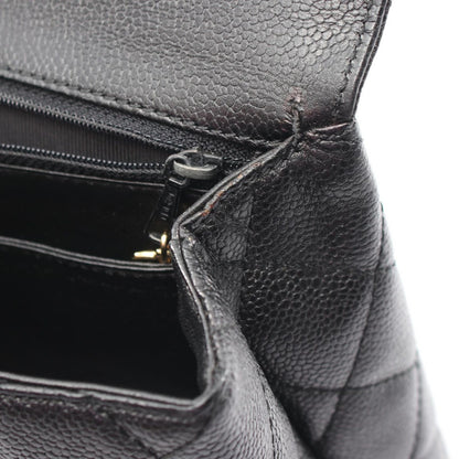 Chanel Handbag Quilted Top Handle Bag Black Caviar Leather — view 8