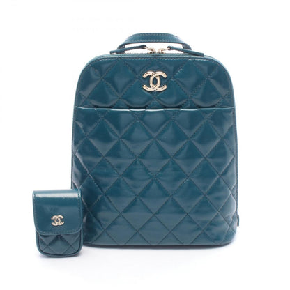 Chanel Backpack Back Quilted Blue Green Leather Chain Backpack