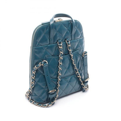 Chanel Backpack Back Quilted Blue Green Leather Chain Backpack — view 2