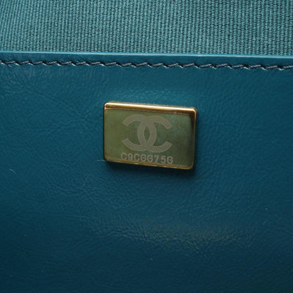 Chanel Backpack Back Quilted Blue Green Leather Chain Backpack — view 5