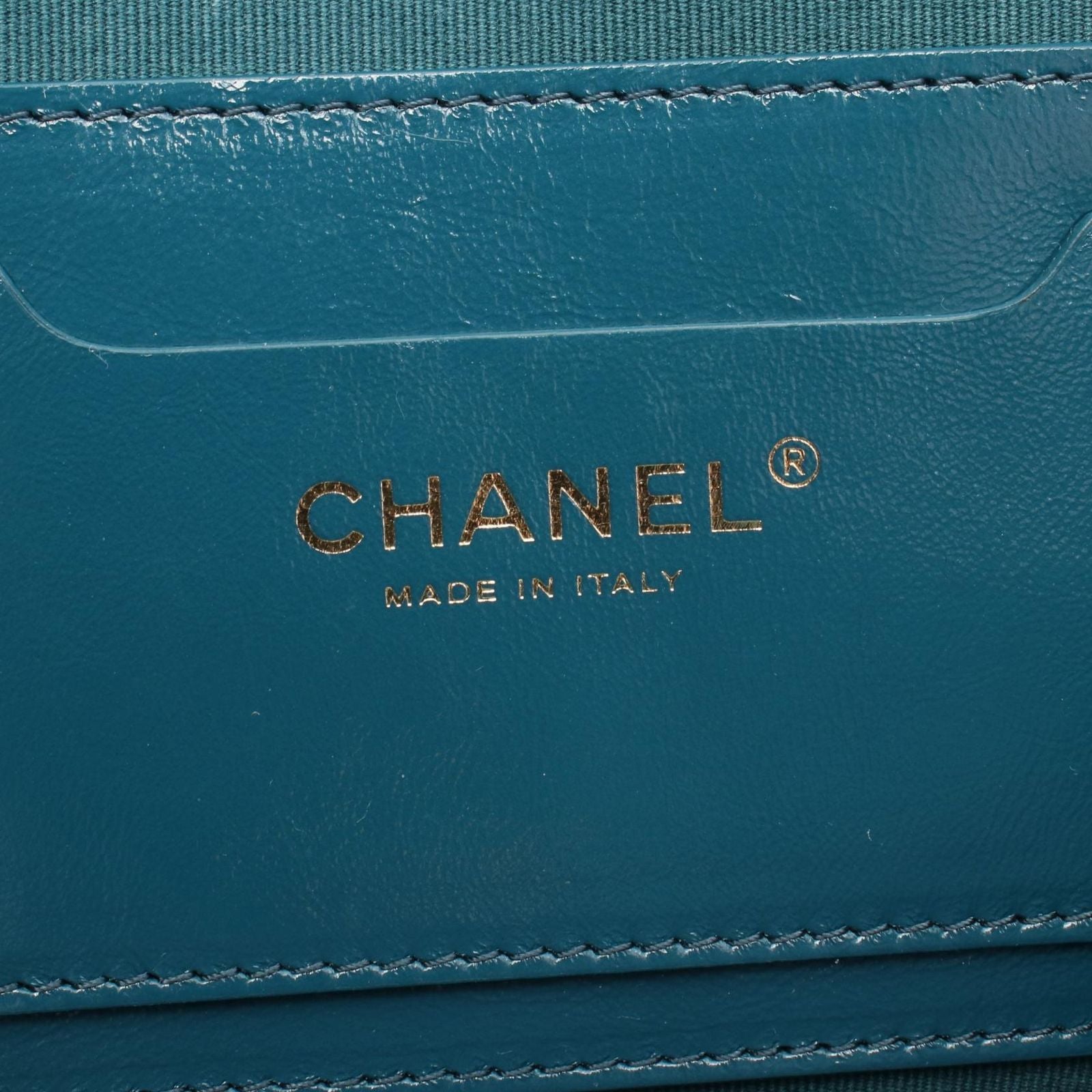 Chanel Backpack Back Quilted Blue Green Leather Chain Backpack — view 4