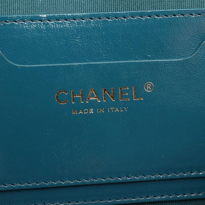 Chanel Backpack Back Quilted Blue Green Leather Chain Backpack — view 4