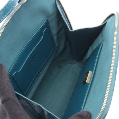 Chanel Backpack Back Quilted Blue Green Leather Chain Backpack — view 3