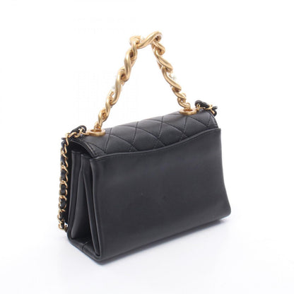 Chanel Shoulder Bag Quilted Flap Black Lambskin Chain — view 2
