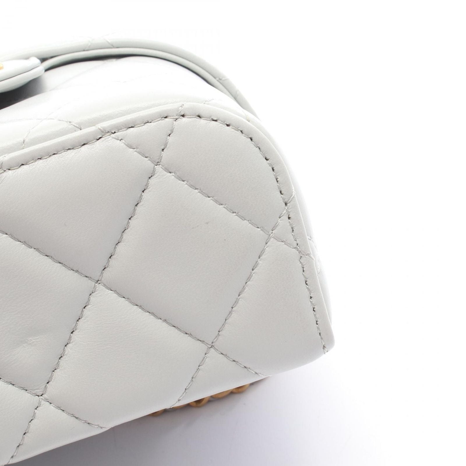 Chanel Shoulder Bag Quilted Vanity 2-Way Blue Gray Leather — view 6