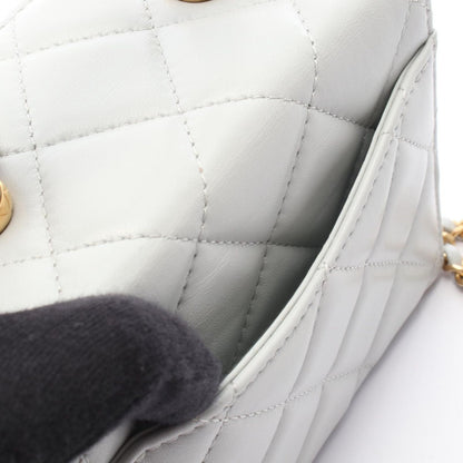 Chanel Shoulder Bag Quilted Vanity 2-Way Blue Gray Leather — view 8