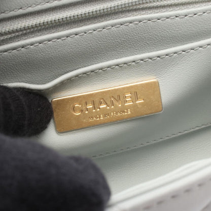Chanel Shoulder Bag Quilted Vanity 2-Way Blue Gray Leather — view 4