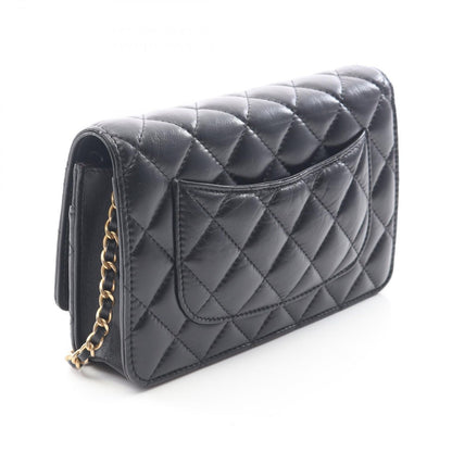 Chanel Shoulder Bag Quilted 2.55 Iconcharm Black Lambskin Chain Wallet — view 2