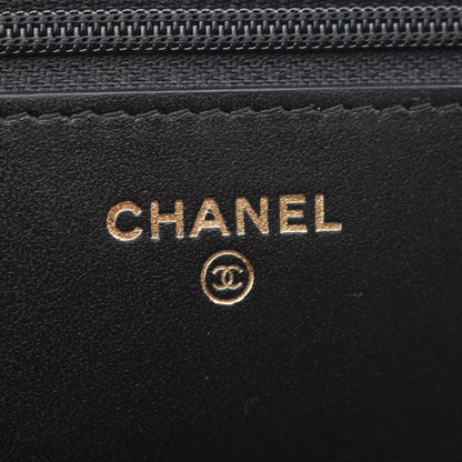 Chanel Shoulder Bag Quilted 2.55 Iconcharm Black Lambskin Chain Wallet — view 4