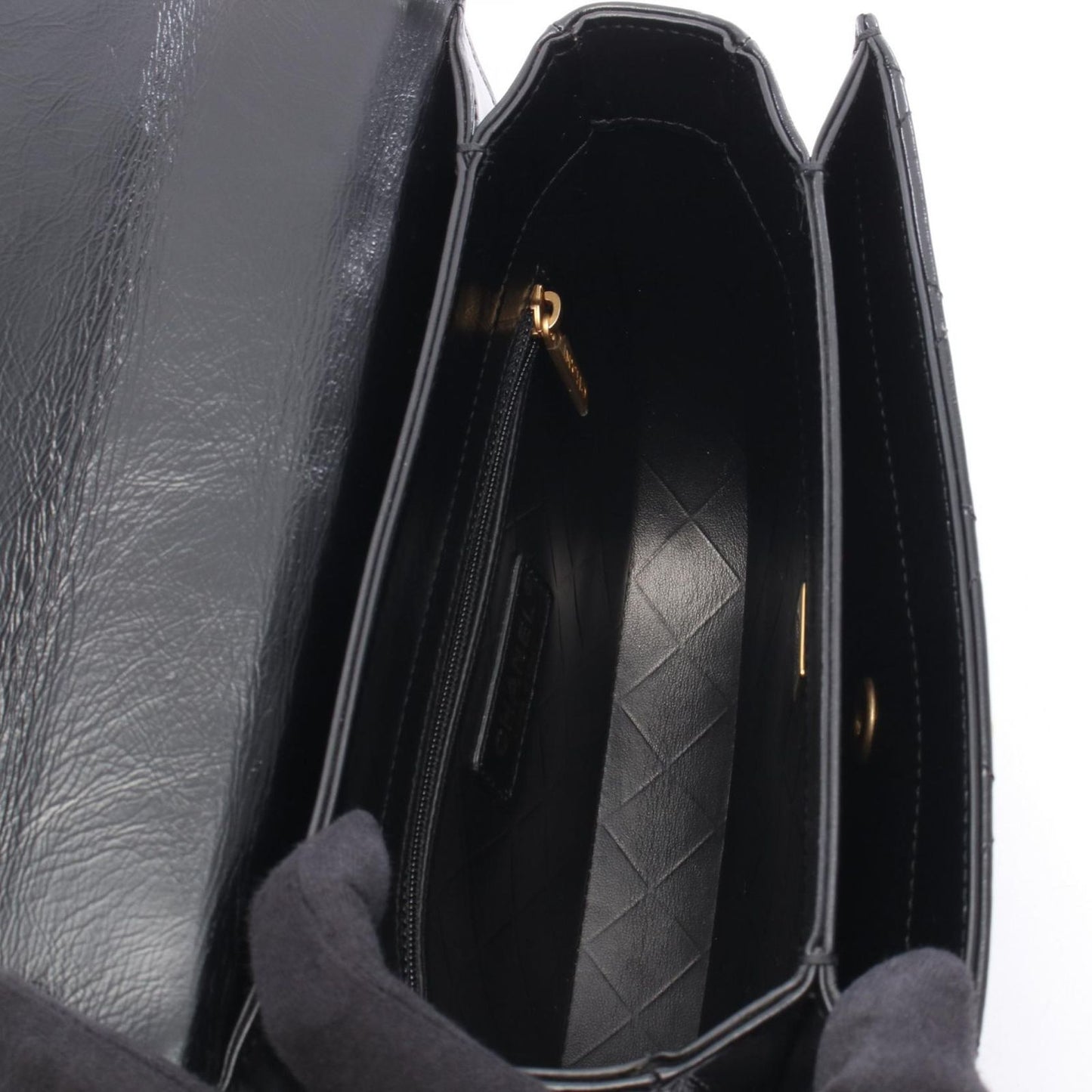 Chanel Shoulder Bag Quilted Black Leather Chain — view 3