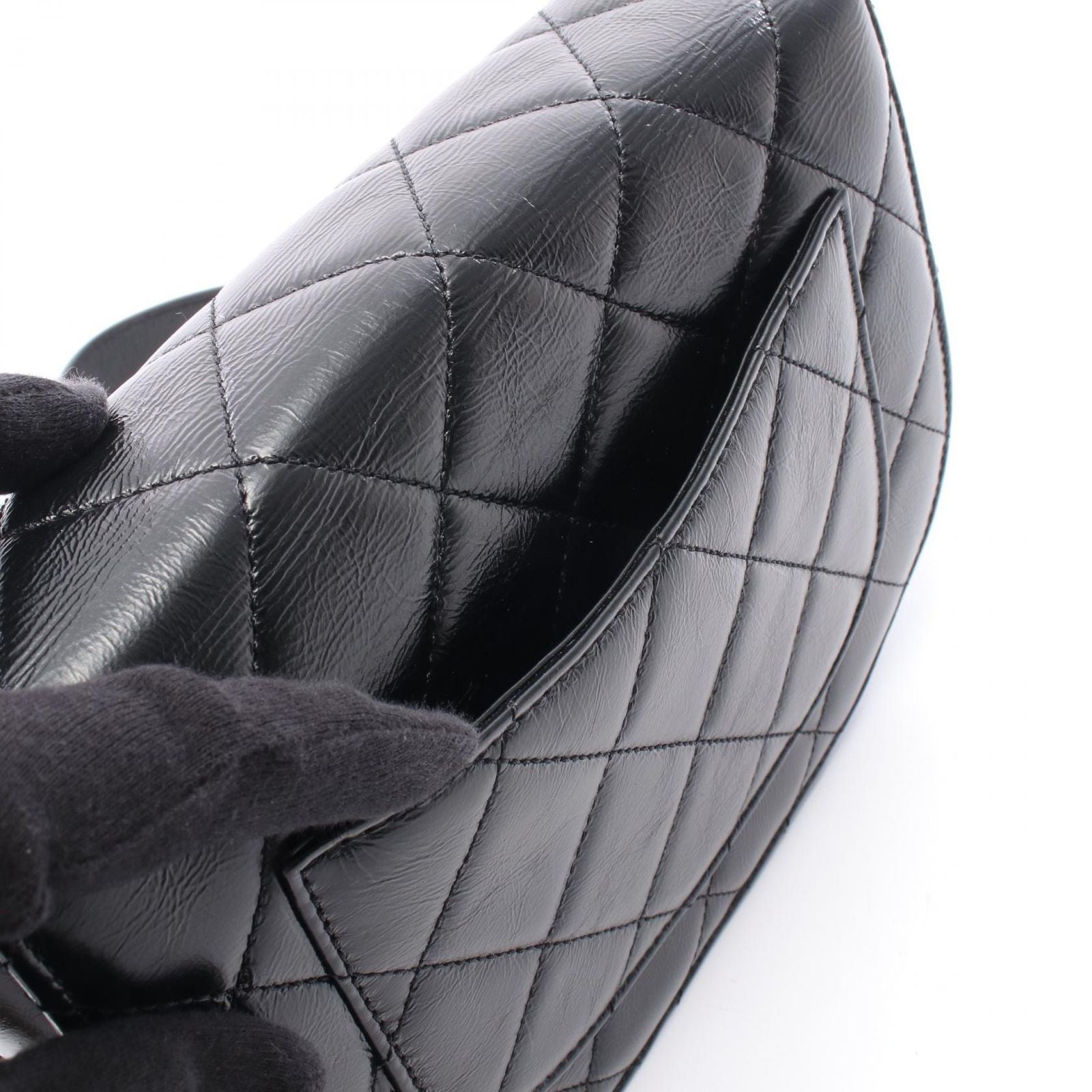 Chanel Shoulder Bag Quilted Black Leather Chain — view 6