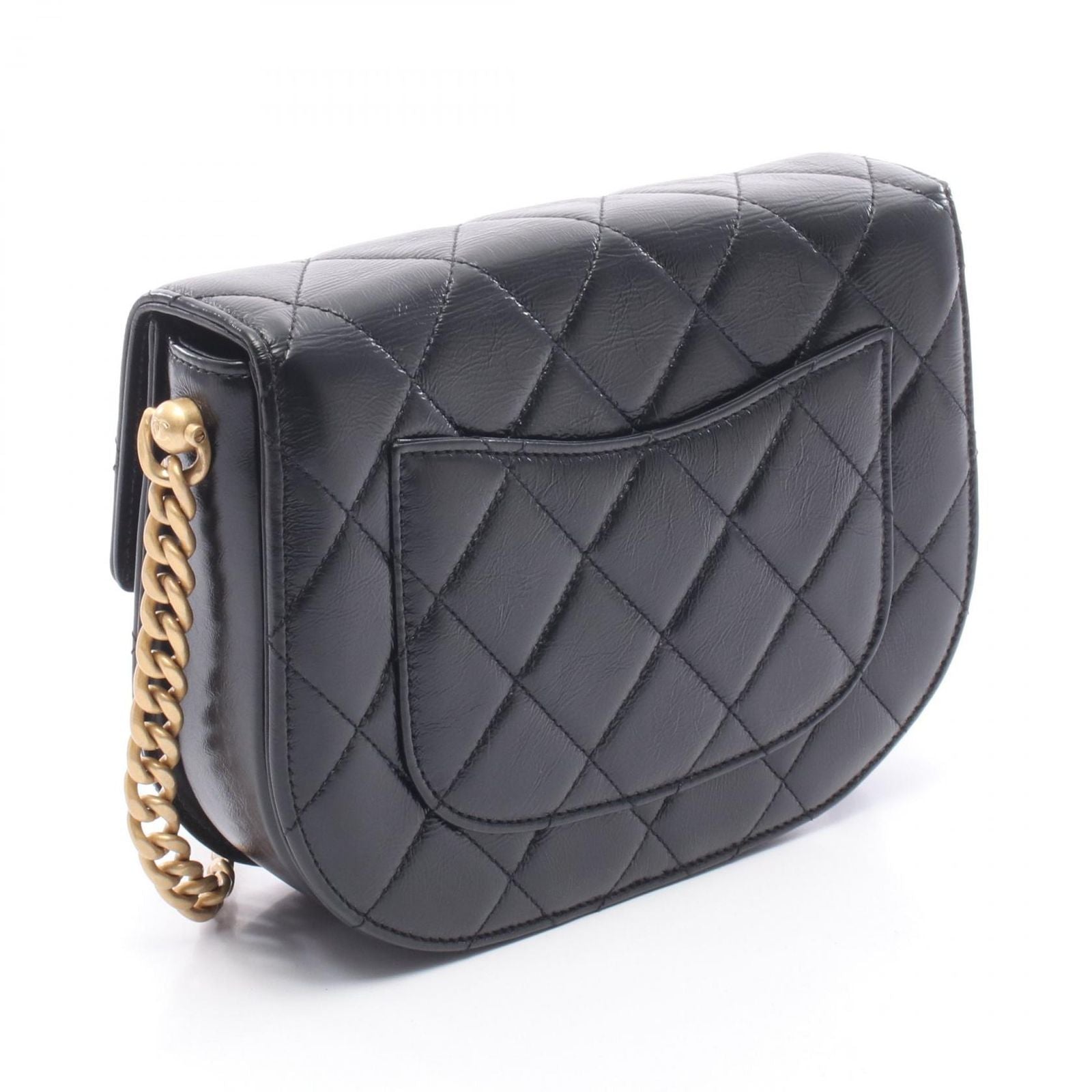 Chanel Shoulder Bag Quilted Black Leather Chain — view 2