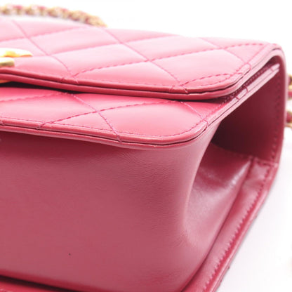 Chanel Shoulder Bag Quilted Flap Magenta Leather Chain — view 6