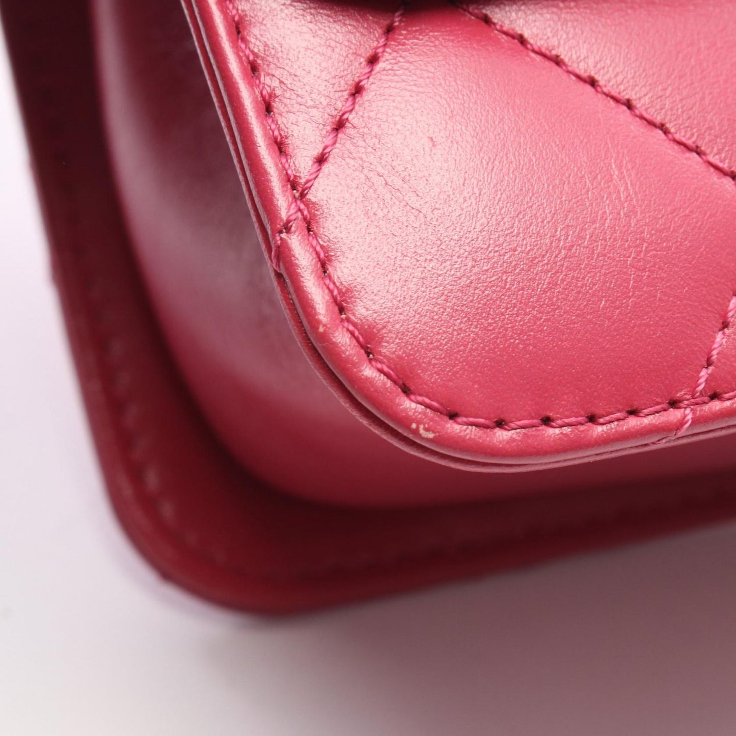 Chanel Shoulder Bag Quilted Flap Magenta Leather Chain — view 7