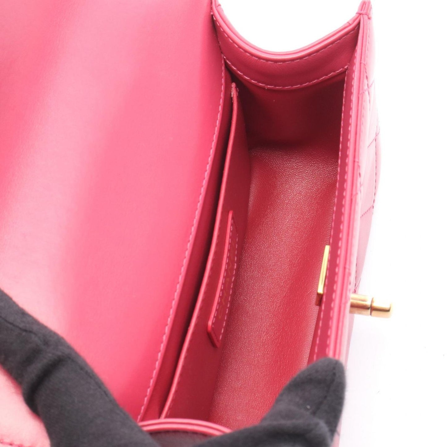 Chanel Shoulder Bag Quilted Flap Magenta Leather Chain — view 3