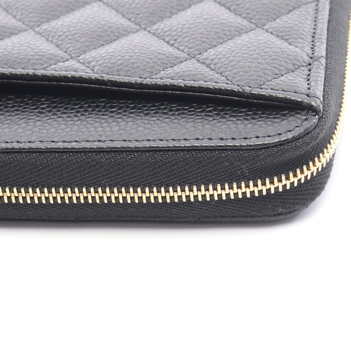 Chanel Roundlong Wallet Classic Long Zip Quilted Black Caviar Leather — view 8