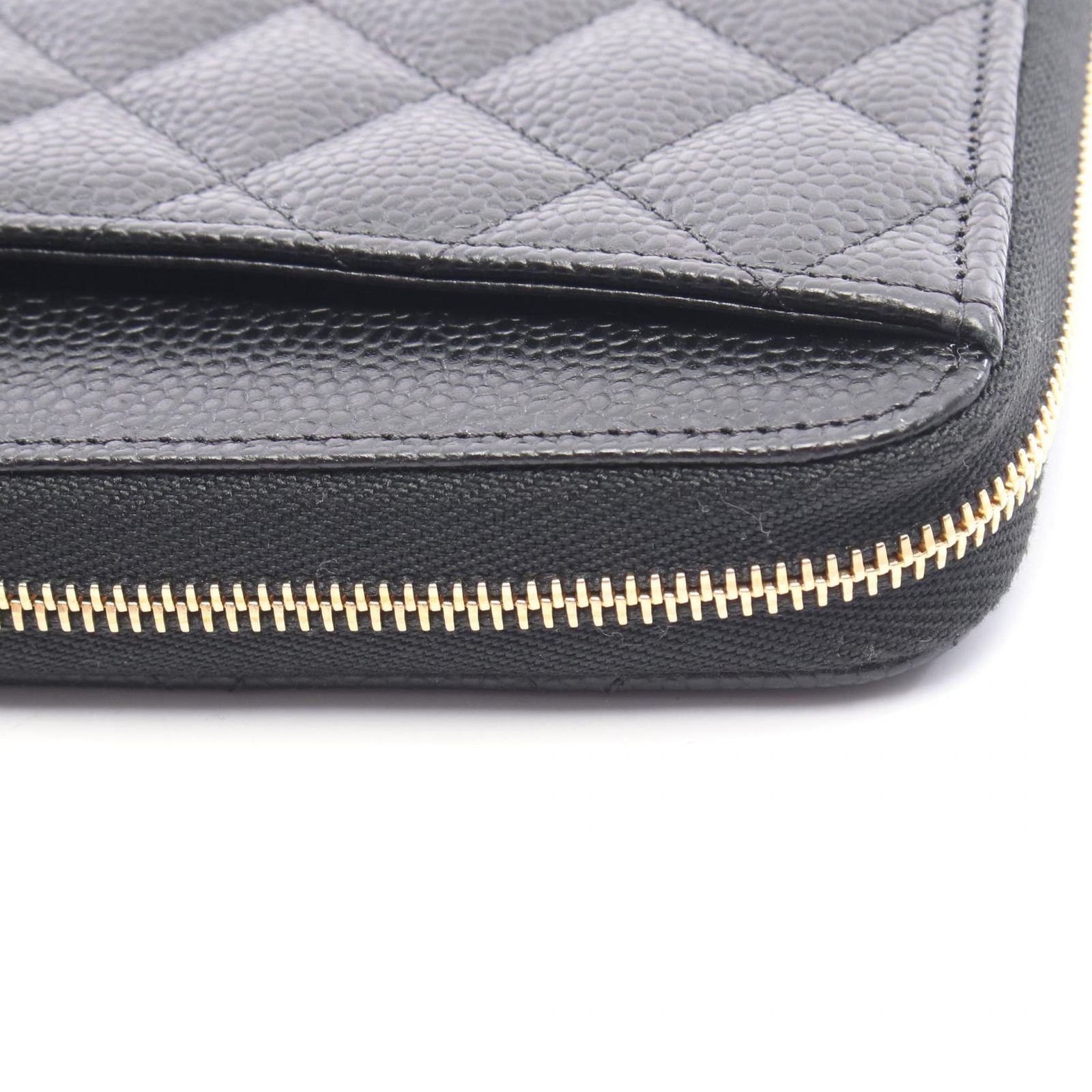 Chanel Roundlong Wallet Classic Long Zip Quilted Black Caviar Leather — view 8